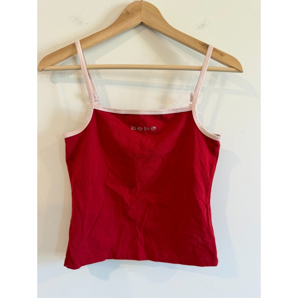 Y2K BBSP Bebe Sport Rhinestone Tank Top Small S Red